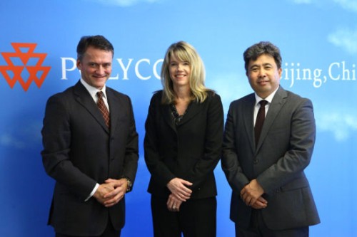 Polycom��̫�^(q��)�����ձȺ����������ޅ^(q��)����Hansjoerg Wagner (��һ)��Polycomȫ���N�ۈ�(zh��)�и�����Tracey Newell(����)��Polycom�Ї��^(q��)����(j��ng)�����(��һ)